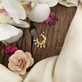 Vriksham Designer Gold Naths/Nose pin-Red Green & White-G17534